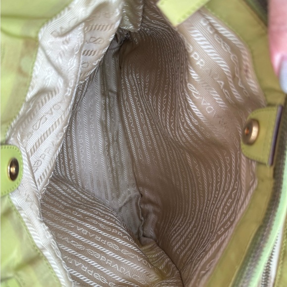 Prada - Authentic - Lime Green Canvas / Nylong Shoulder / Tote Bag - Picture 15 of 16